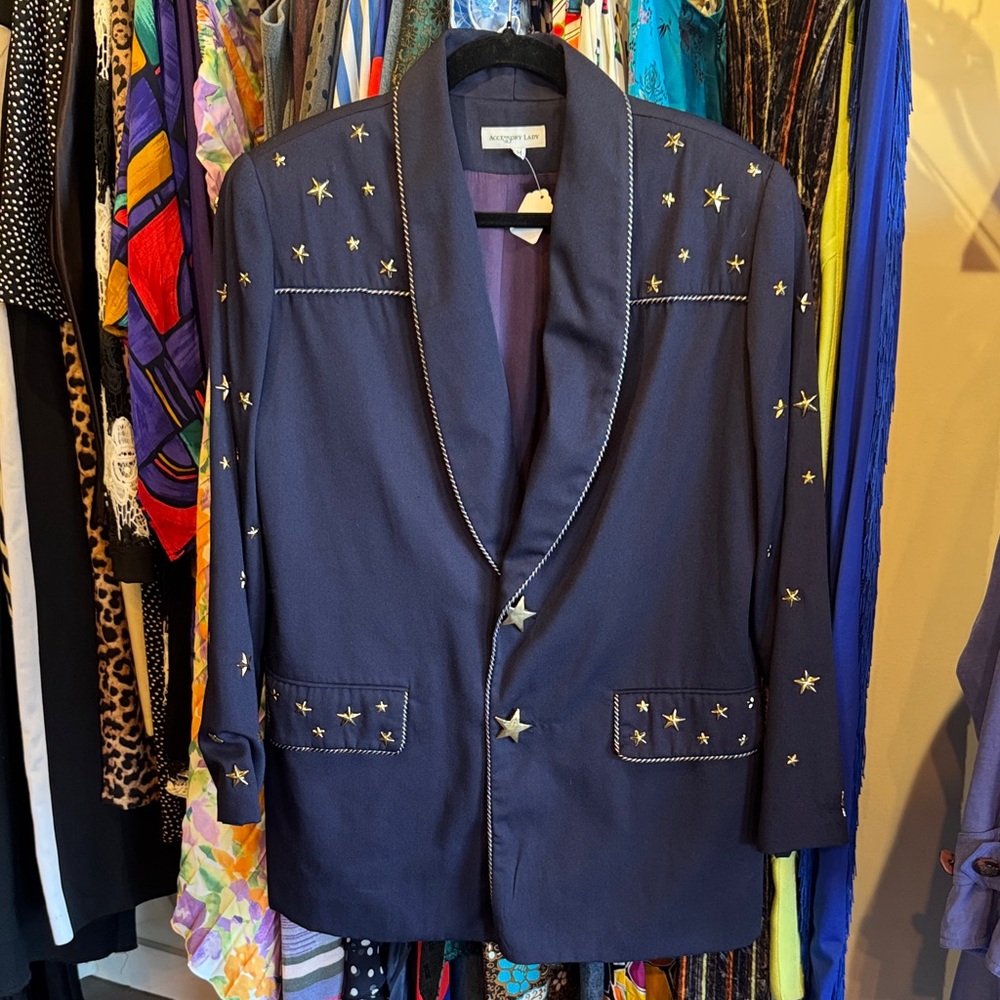Vintage Accessory Lady Blue Star Studded Blazer